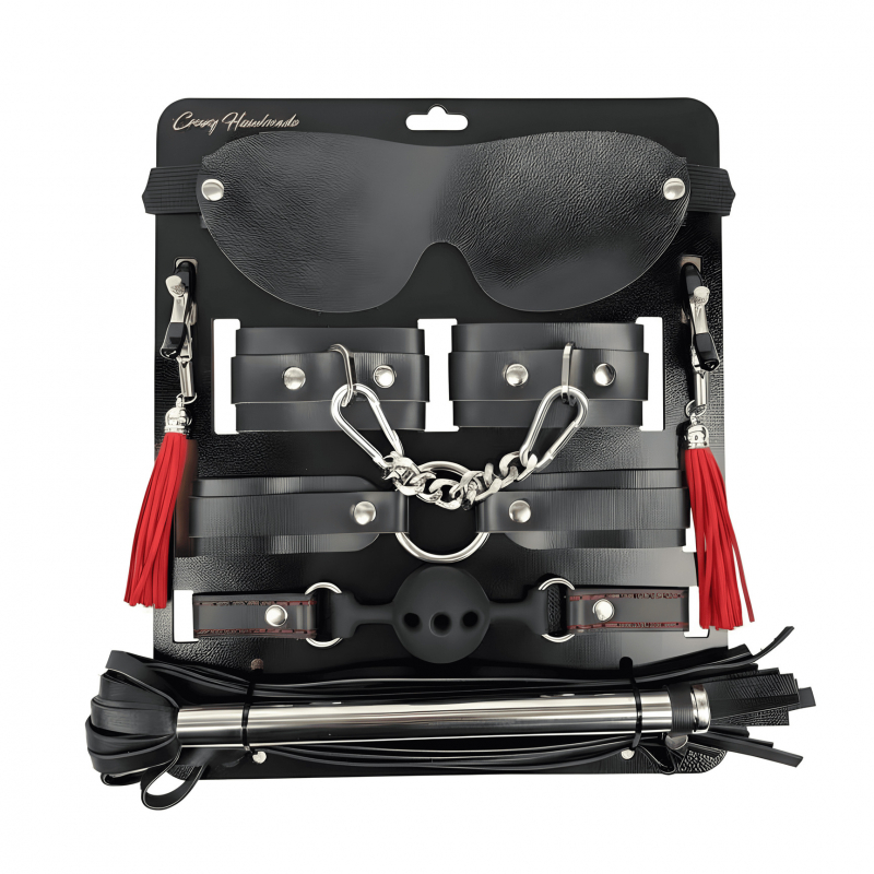 Набор премиум БДСМ девайсов "Crazy Handmade" кожа, черный 
